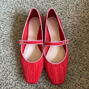 Loeffler Randall Red Moire Ginger Mary Jane Flat